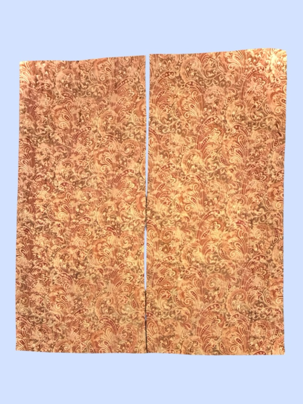 Paisley Curtain Panels Pair Burgundy Olive Green Light Gold 86” X 40” Each - Picture 4 of 11